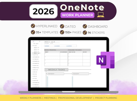 OneNote Work Planner 2025-2026: Professional Digital Template (PDF Download)