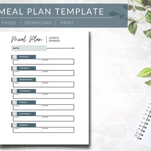 Meal Planner  |  Printable  |  Family Meal Planner  |  Lunch & Dinner Meal Planner