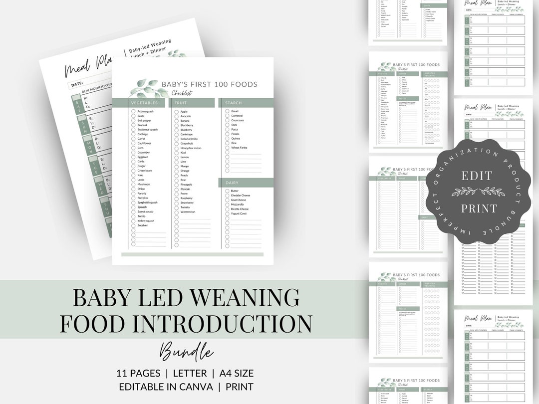 Baby's First 100 Foods Bundle PRINTABLE Baby Led Weaning - Etsy