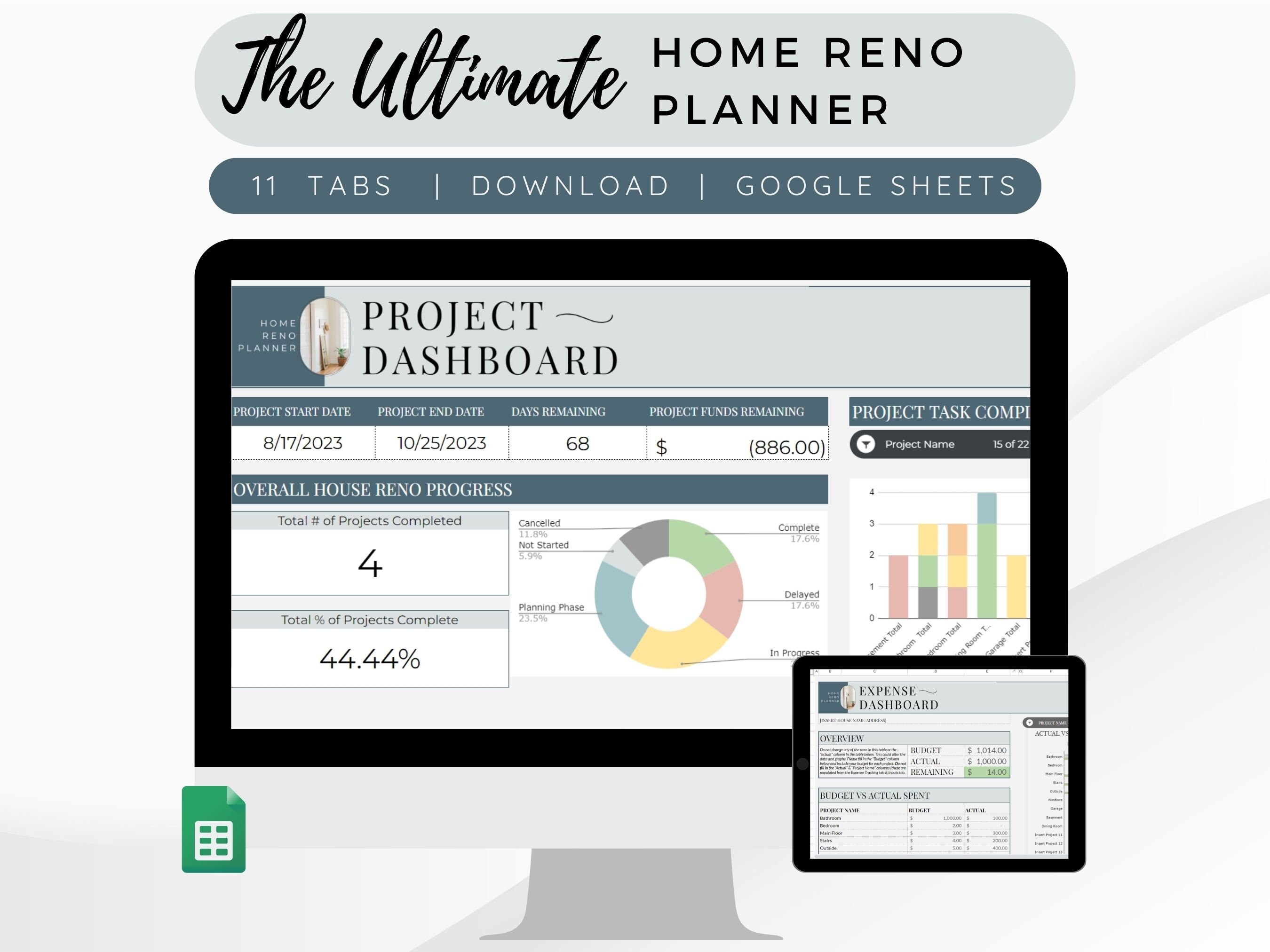 Home Renovation Planner: Google Sheets Project Tracker (digital ...