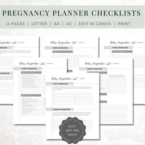 Pregnancy Planner Checklists | PRINTABLE Pregnancy Task Tracker | EDITABLE Pregnancy Planner | Before baby checklist |  Pregnancy to-do list