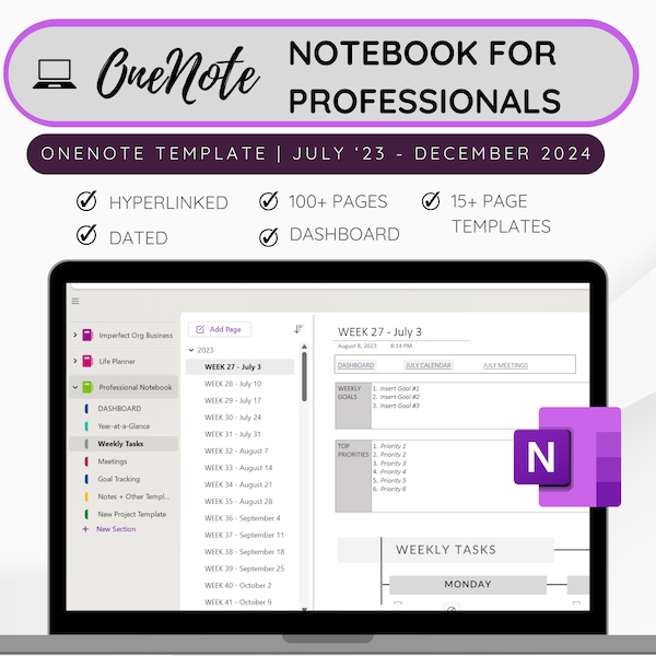 Onenote Template Work Etsy