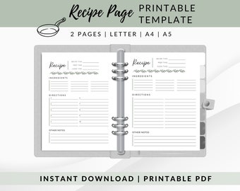 Greenery-receptpaginasjabloon: afdrukbare receptenmap (pdf)