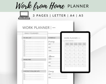 Minimalistisk arbetsdagsplanerare: Daglig, Veckovis, Månadsvis (CANVA-mall)