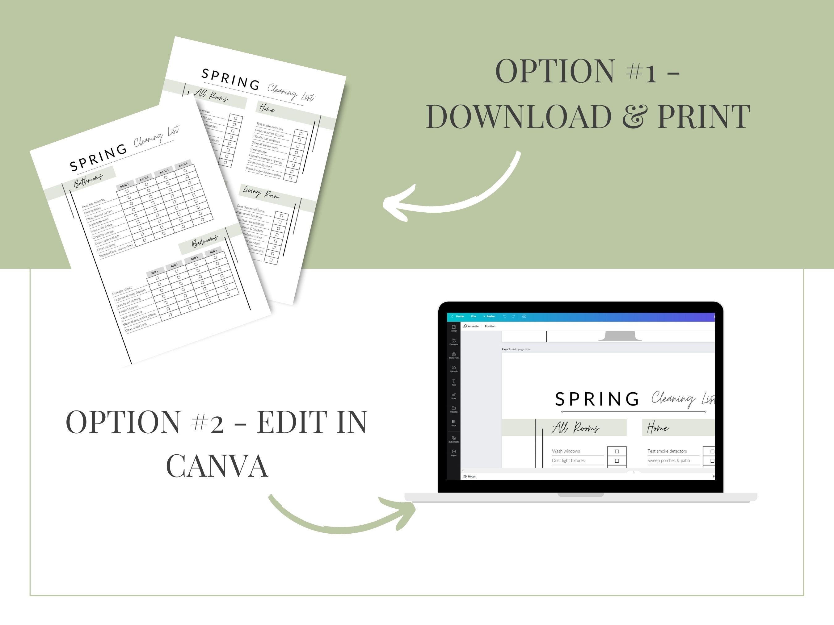 Spring Cleaning Checklist EDITABLE Canva Checklist Cleaning - Etsy