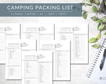 Camping Packing List: Editable Planner & Checklist (PDF)