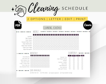 Redigerbart städschema: Veckovis sysslolista (CANVA, PDF)