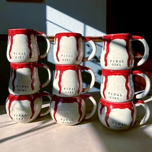 Final Girl Mug, MADE TO ORDER, Bloody Mug, Horror Movie Mug, Scary Mug, Gift for Friend Mug, Hand-Thrown Handmade Pottery Made in  Wyoming