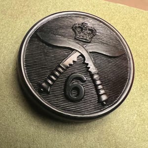 Set of 6 British Army 6th Regiment Queens Gurkha Rifles, Black Military Uniform Buttons