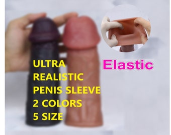 Gaine pénis ultra réaliste - plaisir homme - gaine homme - gaine gode en silicone - jouets sexuels fantastiques pour adultes