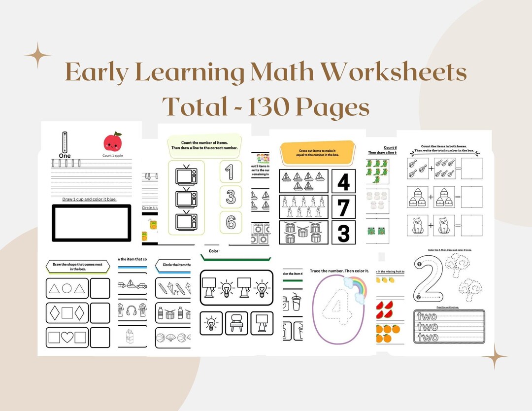 Printable Toddler Math Worksheets for Home, Daycare, Kindergarten