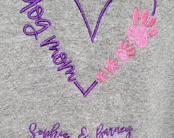 Embroidered Dog Mom with personalized names