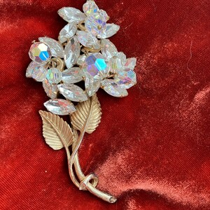 Unsigned Cha-Cha Brooch with Aurora Crystal Beads