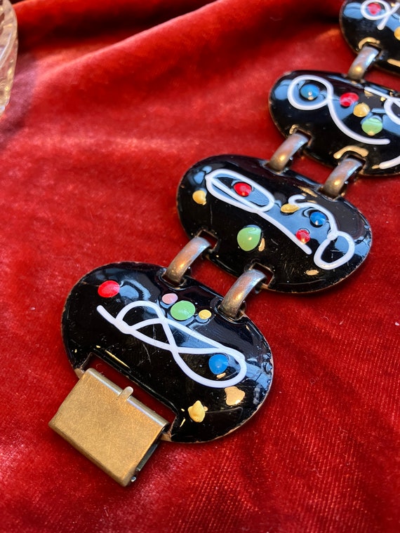 Mod Enameled Copper Panel Bracelet and Earrings - image 3