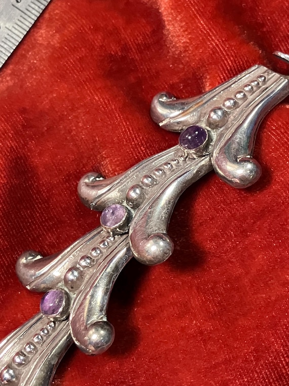 Sterling Silver & Amethyst Bracelet, Mexico Pre-1948