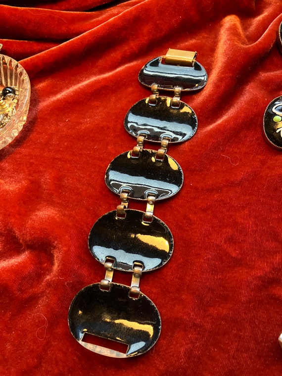 Mod Enameled Copper Panel Bracelet and Earrings - image 7
