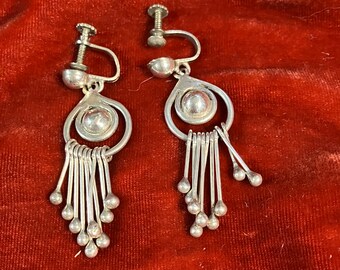 1930's Taxco Sterling Silver Chandelier Earrings, E. Barena