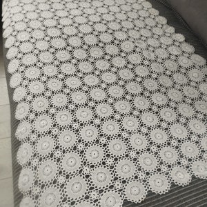 Rectangle tablecloth 80's vintage hand knitted lace 105 x 83 cm crochet lace for table, white lace decoration, home decor lace