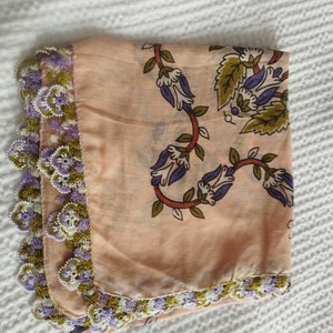 Bead Oya Scarf, Traditional Craft, Woman Fashion, Vintage Yazma, 4 Side Frame, Tradital Turkish Oya Scarf, Oya Lace