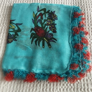 Oya Scarf, Traditional Craft, Woman Fashion, Vintage Yazma, 4 Side Frame, Tradital Turkish Oya Scarf, Oya Lace