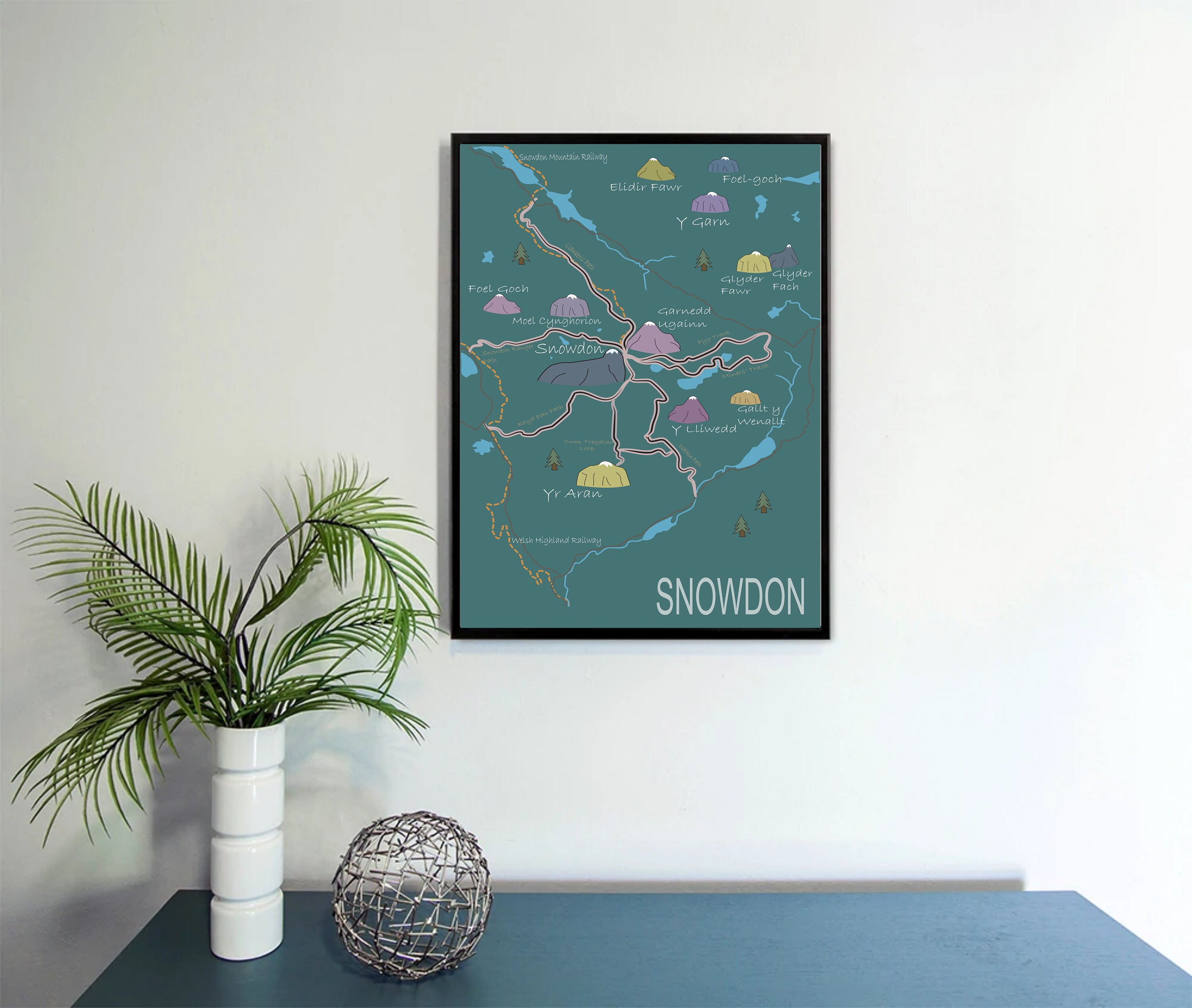 Snowdon Map Snowdon Walking Trail Map Print, Art Print, Original Limited Edition ...
