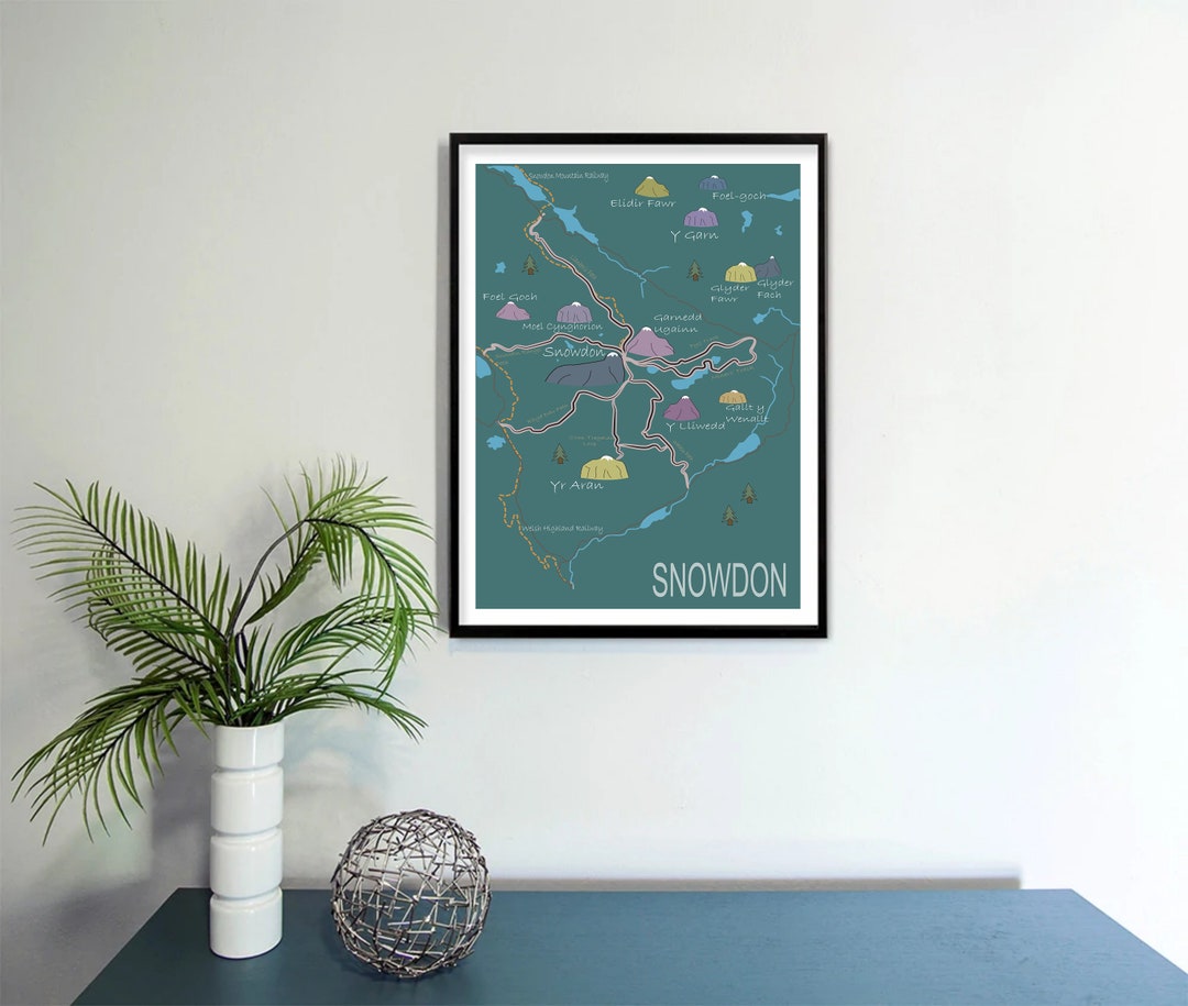 Snowdon Walking Trail Map Print, Art Print, Original Limited Edition
