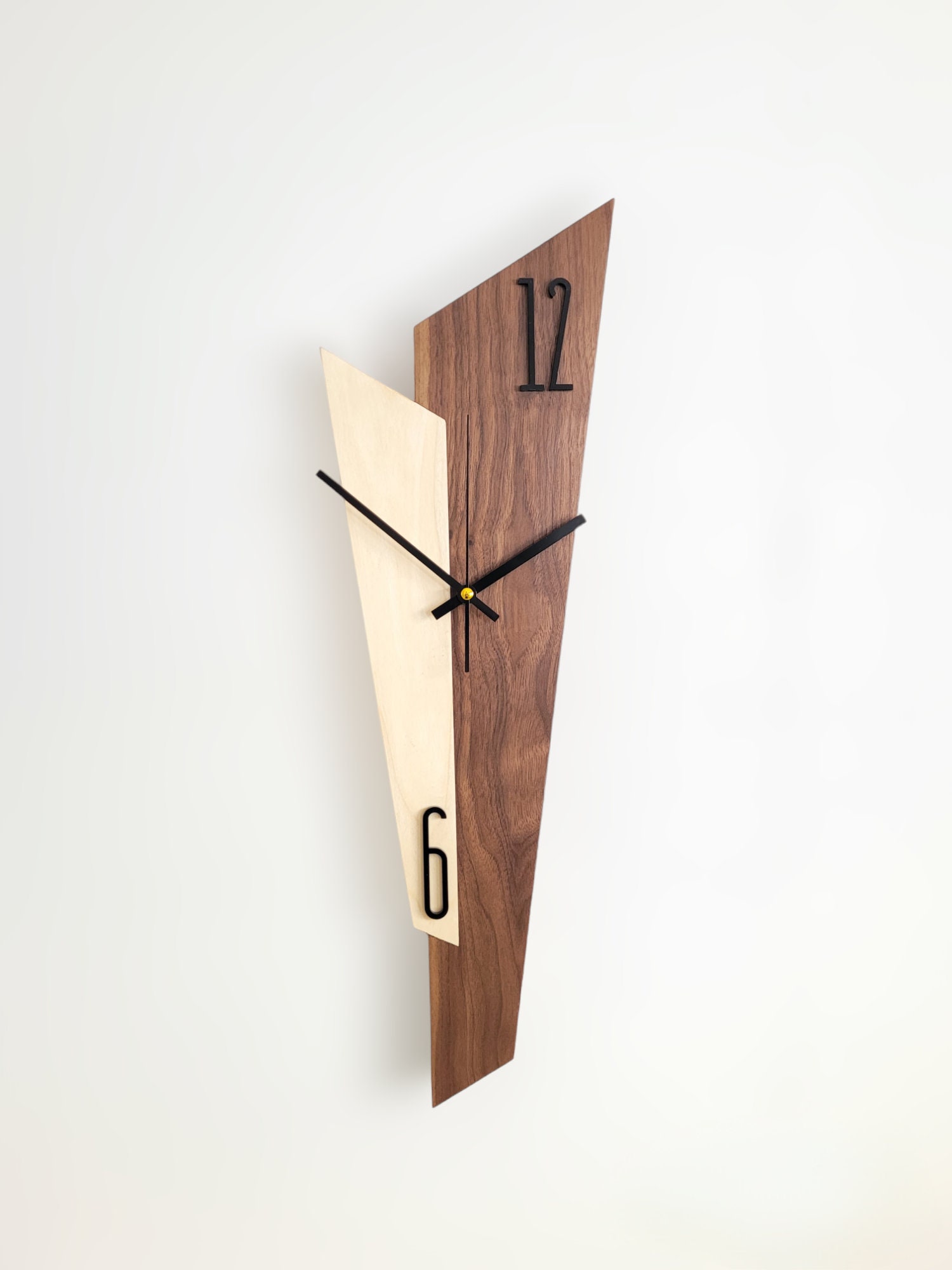 Wooden wall clock, Modern, Unique Walnut, Wall design.