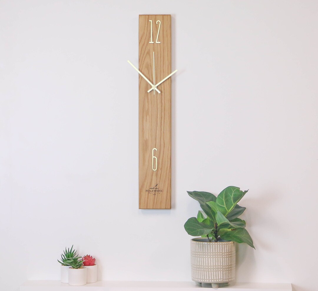 Wooden Modern Wall Clock Oak Wood Wall Clock Minimalist Wall Etsy