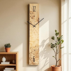 Unikat, Holz Wanduhr, Populus Nigra Holz, Stille Bewegung.