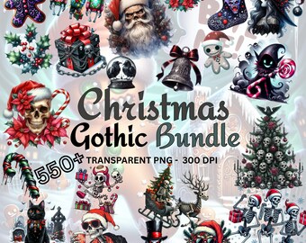 Gothic Christmas Clipart Bundle | Spooky Dark PNG Images (Digital Download)