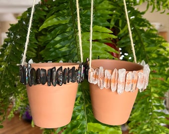 Yin Yang Crystal Terra Cotta pots/planters/Boho/Hipster hanging pots