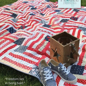 American Dream Quilt PDF Pattern, American Flag Quilt Pattern, Patriotic Modern Quilt Pattern, Quilt Pattern PDF