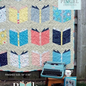 Book Nerd Quilt Pattern, Book Themed Modern Quilt Pattern, Quilt Patterns PDF, Sewing Patterns