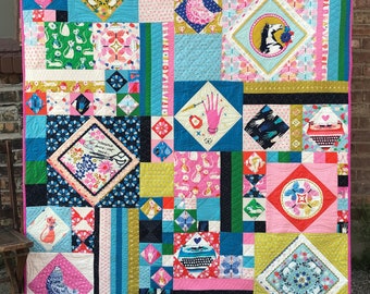 Hidden Agenda Quilt Pattern PDF, Diamond Fussy Cut Quilt Pattern, Modern Quilt Pattern, PDF Quilt Pattern