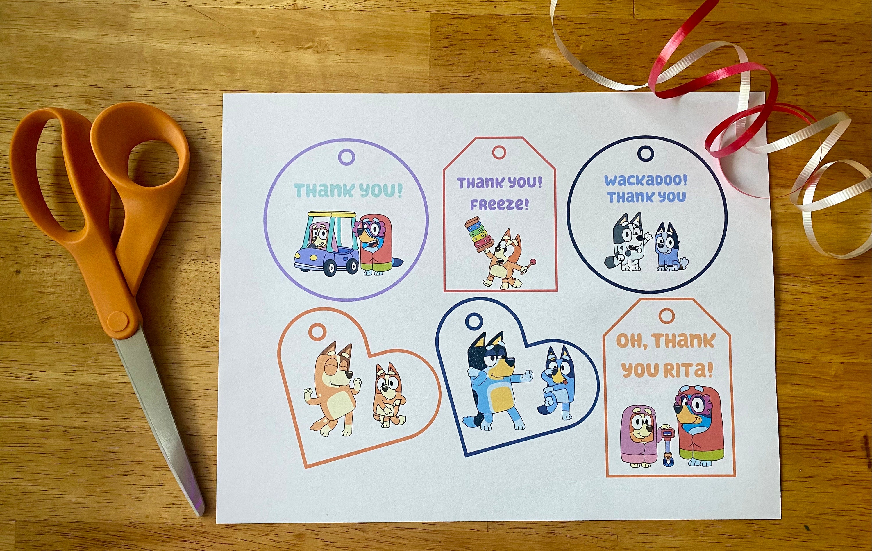 Bluey Party Favor Tags Shaped Bluey Gift Tags Thank You Etsy Denmark