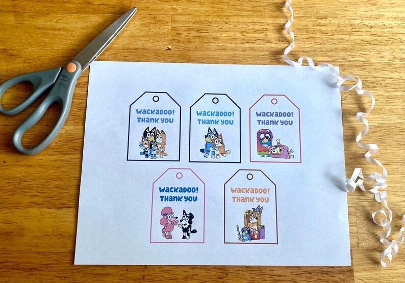 Bluey Party Favor Tags Bluey Gift Tags Wackadoo Thank You Etsy Canada
