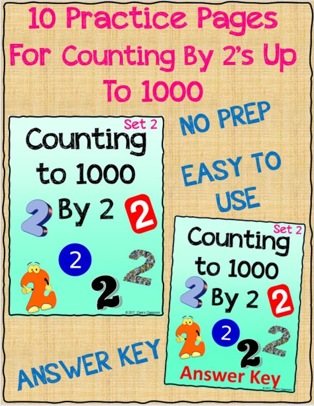 Math skip counting to 1000 by 2 worksheets set 2 printable pdf etsy