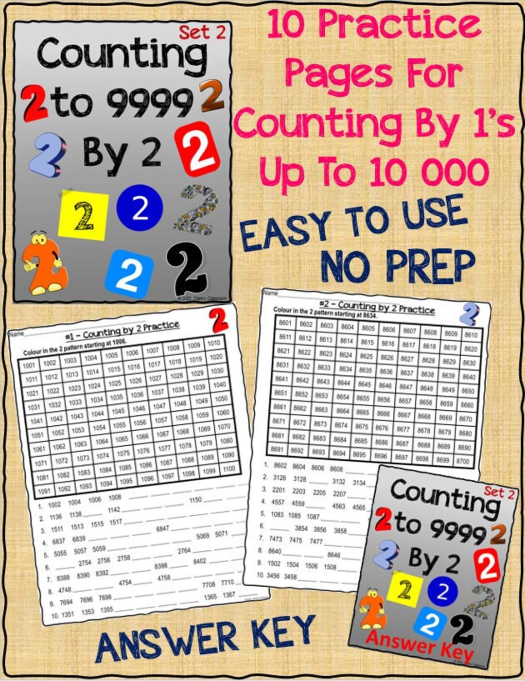 Math - Skip Counting to 10 000 by 2 - Set 2 - Digital PDF - Etsy