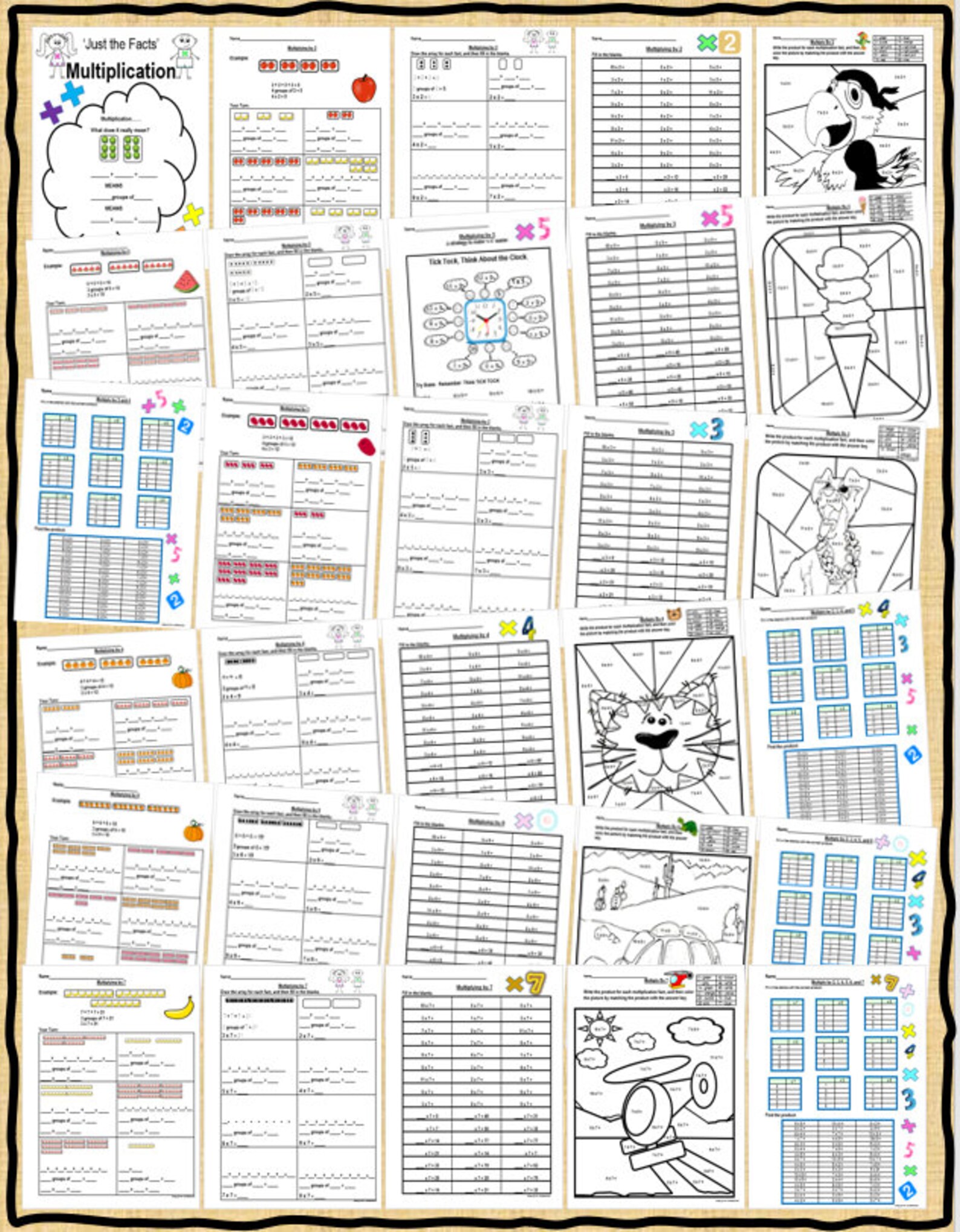 Multiplication Basic Facts Unit Worksheets With Answer Key - Etsy