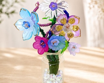 Fairycore Mystery Flower Bouquet – Handmade Beaded Floral Magnet or Mini Vase Arrangement – Beaded Flower Bouquet-Custom Requests available