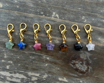 Star Charms – Green Aventurine, Lapis Lazuli, Rhodonite, Amethyst, Tiger Eye, Larvikite, Quartz