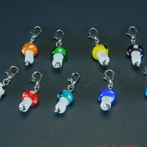 Clip On Charms Mushroom Shoe Charms-Zipper Pulls - Purse Charms - Bracelet Charms