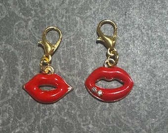 Clip On Charms Red Lips Zipper Charms For Purse Charms For Bracelet Charms