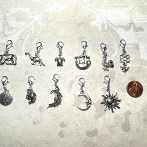 Clip On Charms - Zipper Pull - Bag charm -Shoe Charm - Bracelet Charm Silver Tone