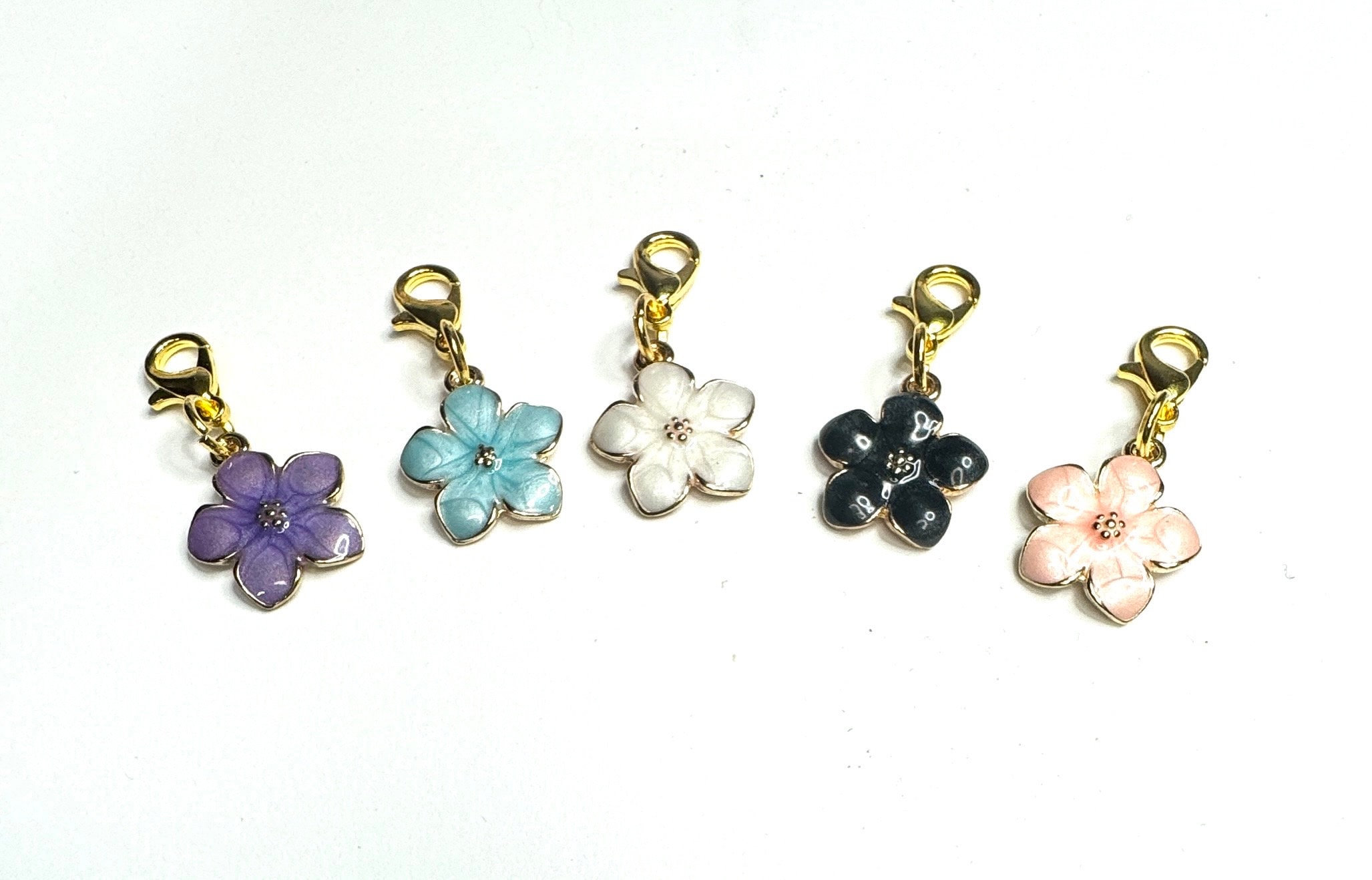 Enamel Flower Clip On Charm - Zipper Pull for Purse Charms for Bracelet Charms