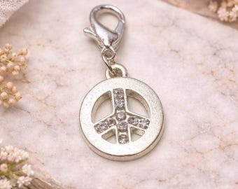Clip On Charms - Crystal Peace Sign