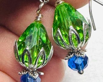 Green and Blue Vintage Inspired Earrings