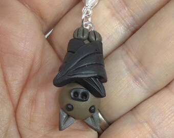 Polymer Clay Bat Charm for Bracelets, Handmade Halloween Jewelry