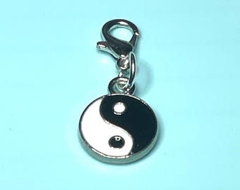Enamel yin and yang - Bag charm -Clip On Zipper Charm