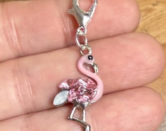 Clip On Charms - Crystal Pink Flamingo
